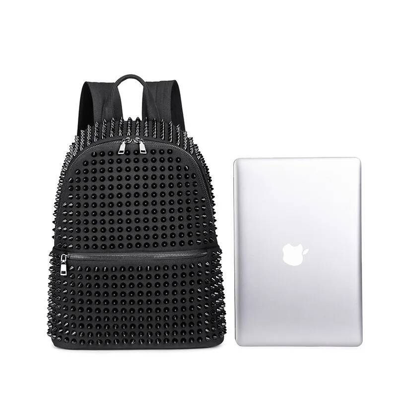 Annmouler 2022 New Design Unisex Backpacks Punk Style Daypack Large Capacity Rivet Laptop Canvas Rucksack School Bags