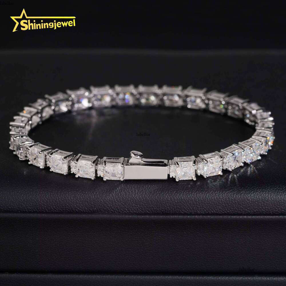 New Design Sier VVS Tennis Women's Boutique Jewelry Asscher Cut Silicon Bracelet Tester Approved