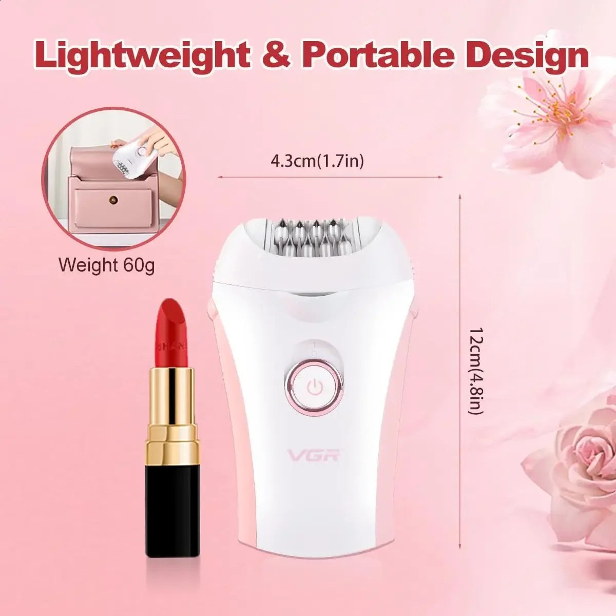 VGR Epilator Electric Leg Body Underarms Portable Hair Remover 2 Speed Adjustment Hair Removal Tool Epilator for Women V-705 250805