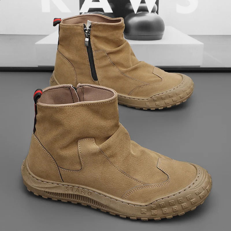 Classic Mens High Top Boots Ankle Boots Anti Slip Soles Outdoor Work Shoes for Spring and Summer Chelsea Boots Shoes 250805