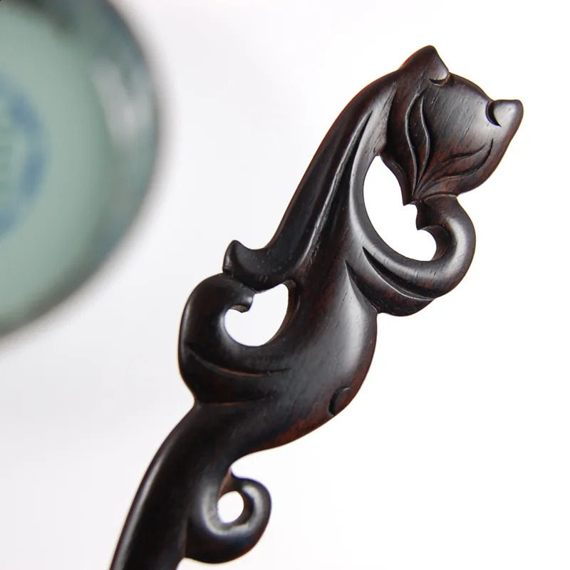 Traditional Chinese Hairpin Stick Vintage Carving Black Ebony Wooden Hair Forks Women Girls Coiled Hair Styling Accessories 250807