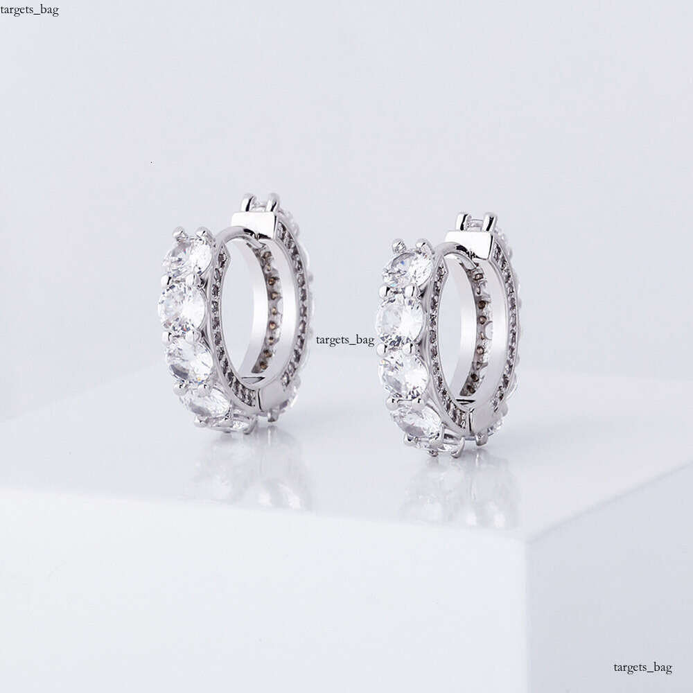 New Style Hoop Full Zircon BlingBling Unisex Hip-Hop Earrings Gold Jewelry