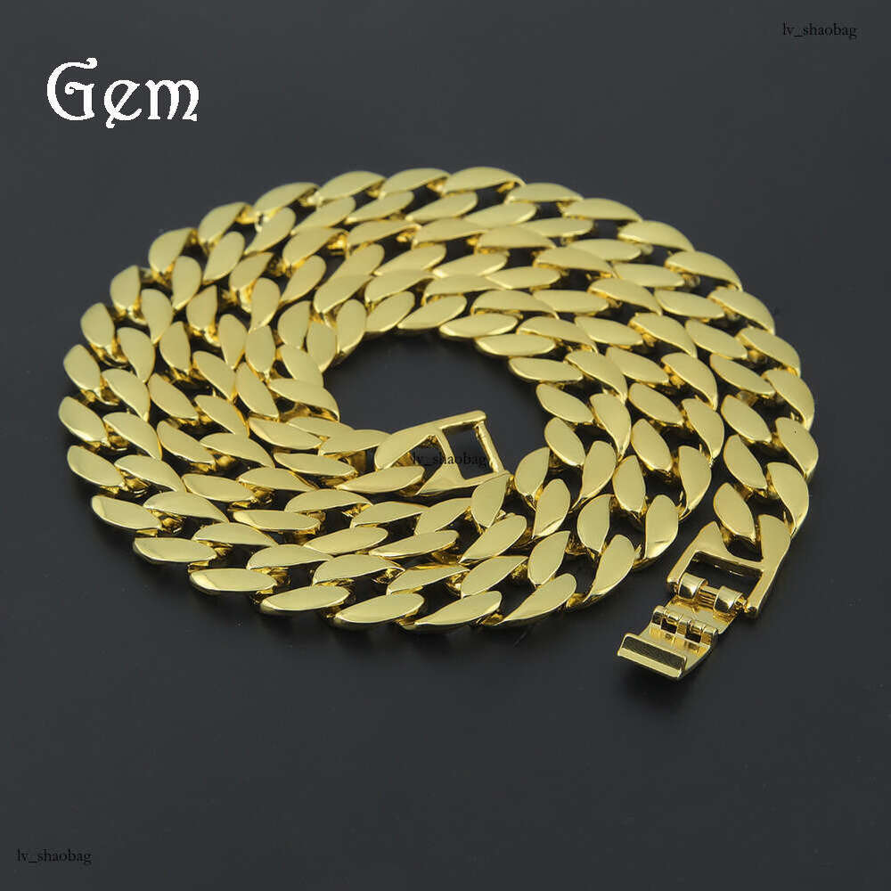 Trendy Brand Simple Fashion Chain Personality Hip-Hop Gold-Plated Smooth Miami Necklace Cuban Bracelet