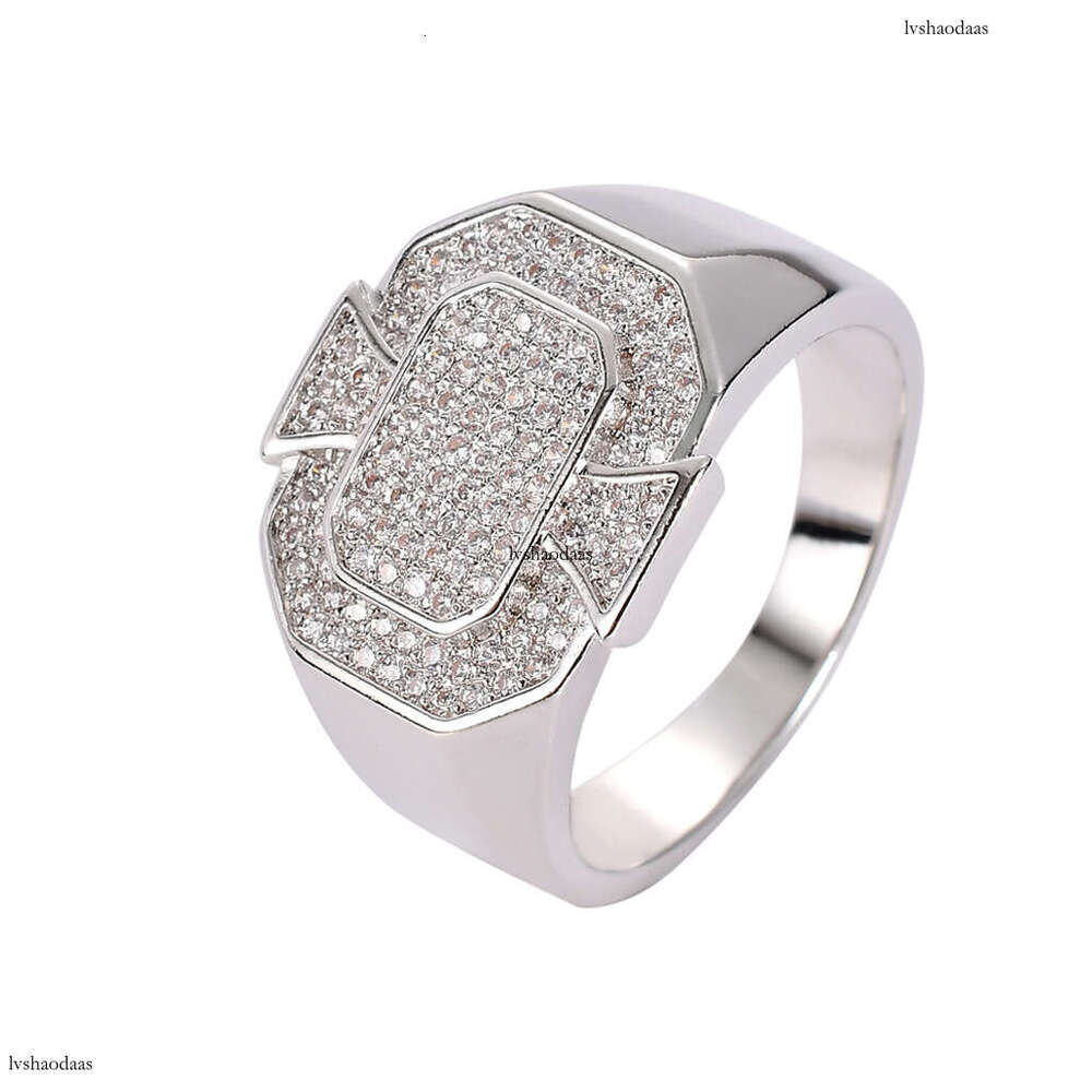 New Hip-Hop Men's AAA High-Grade Zircon Geometric Bling CZ Ring