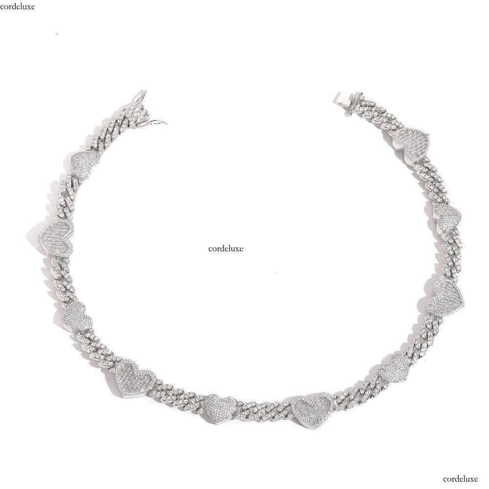Hip-Hop Jewelry Men's Moissanite chain Heart Cuban Women's Collarbone Chain High-End Necklace Niche Exquisite