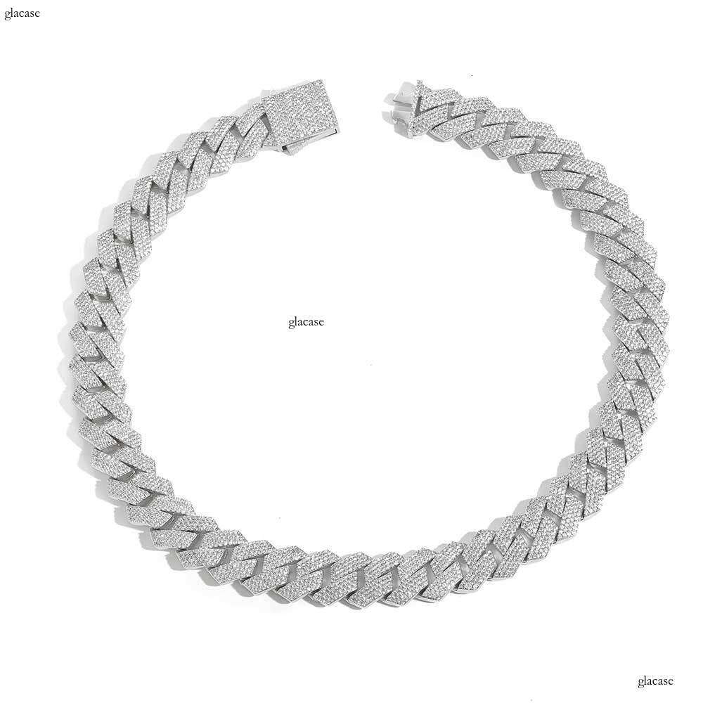 Hip Hop 19mm Four Row Moissanite chain Rhombus Full Dia Cuban Chain Jewelry Trendy Men's Necklace