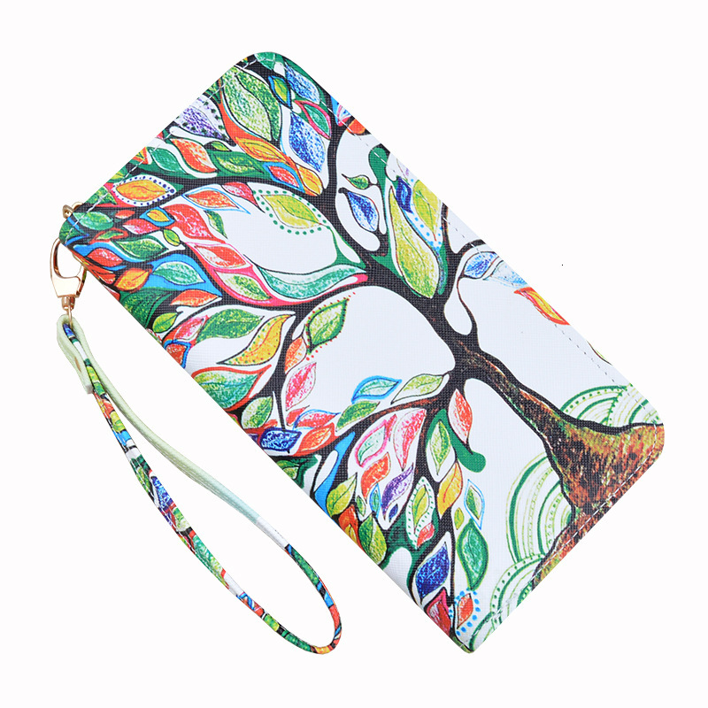 New Women's Wallet Long Zipper Clutch Soft Designer Bag Leather Fashion Cross Pattern Print Student Coin Luxury Bag Purse Phone Bag