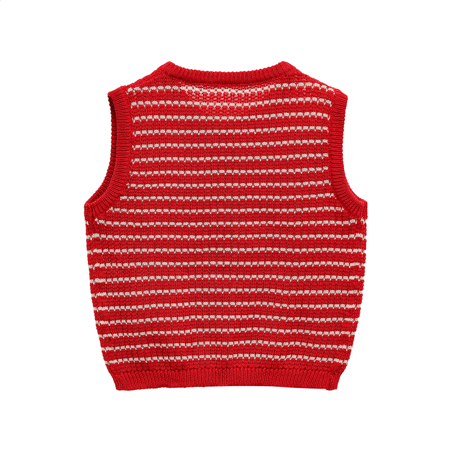 TRAFSHE Vintage Summer Womens Waistcoat Thin Stripes Hollow Knitted Sleeveless Single Breasted Slim Vest Crop Top Y2K 5039361 250809