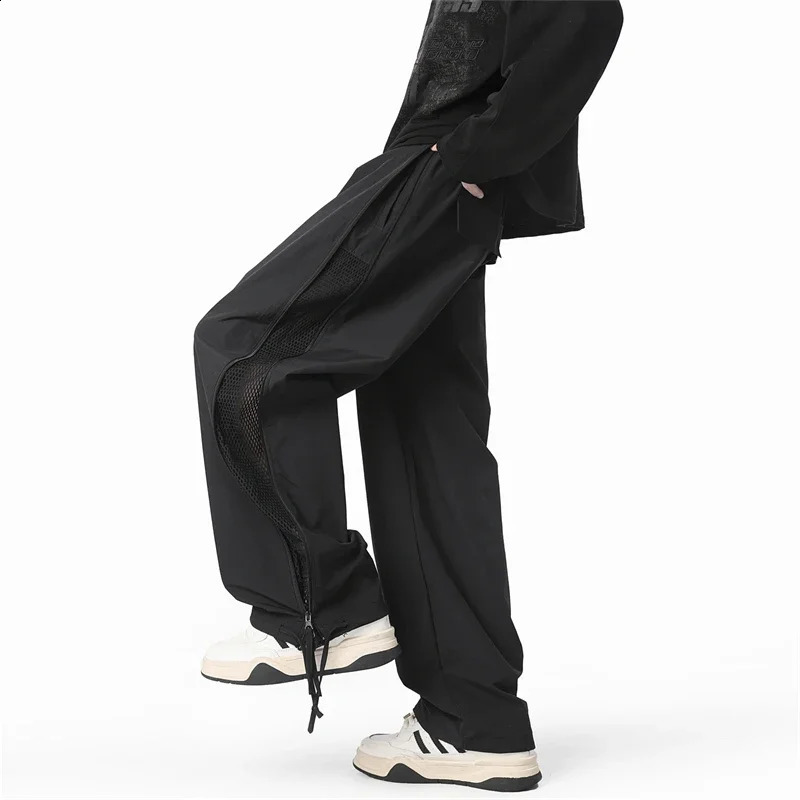 Summer Light Thin Quick Drying Waterproof Mens Cargo Pants Loose Sweatpants Soft Zipper Grid n Outdoors Trousers 250809