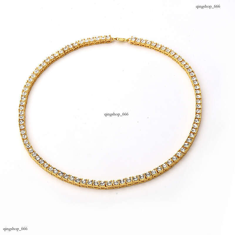Trendy Hip-Hop Chain Full Rhinestone Single Row Necklace HipHop