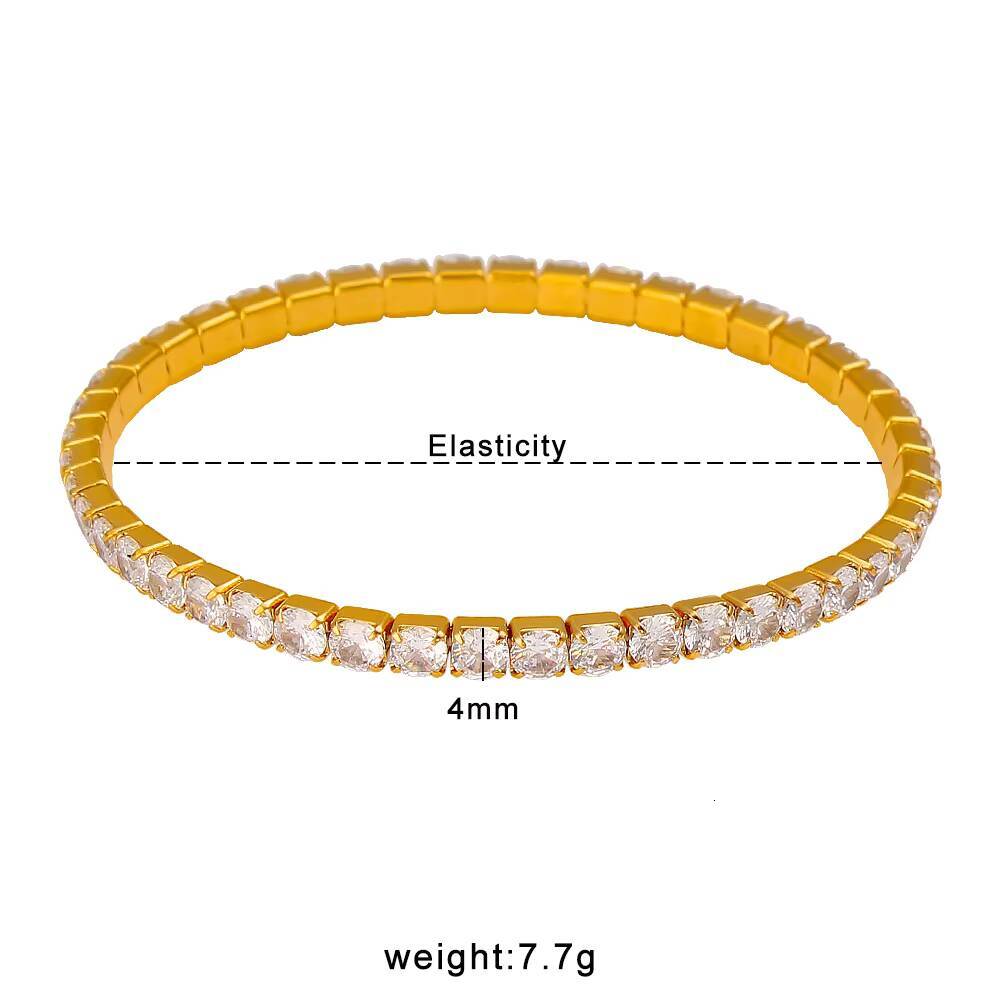 Elegant 3 4 mm 18K Gold Plated Stainless Steel Tennis Bracelet Jewelry Bling Iced Out Cubic Zirconia CZ Tennis Chain Bracelet