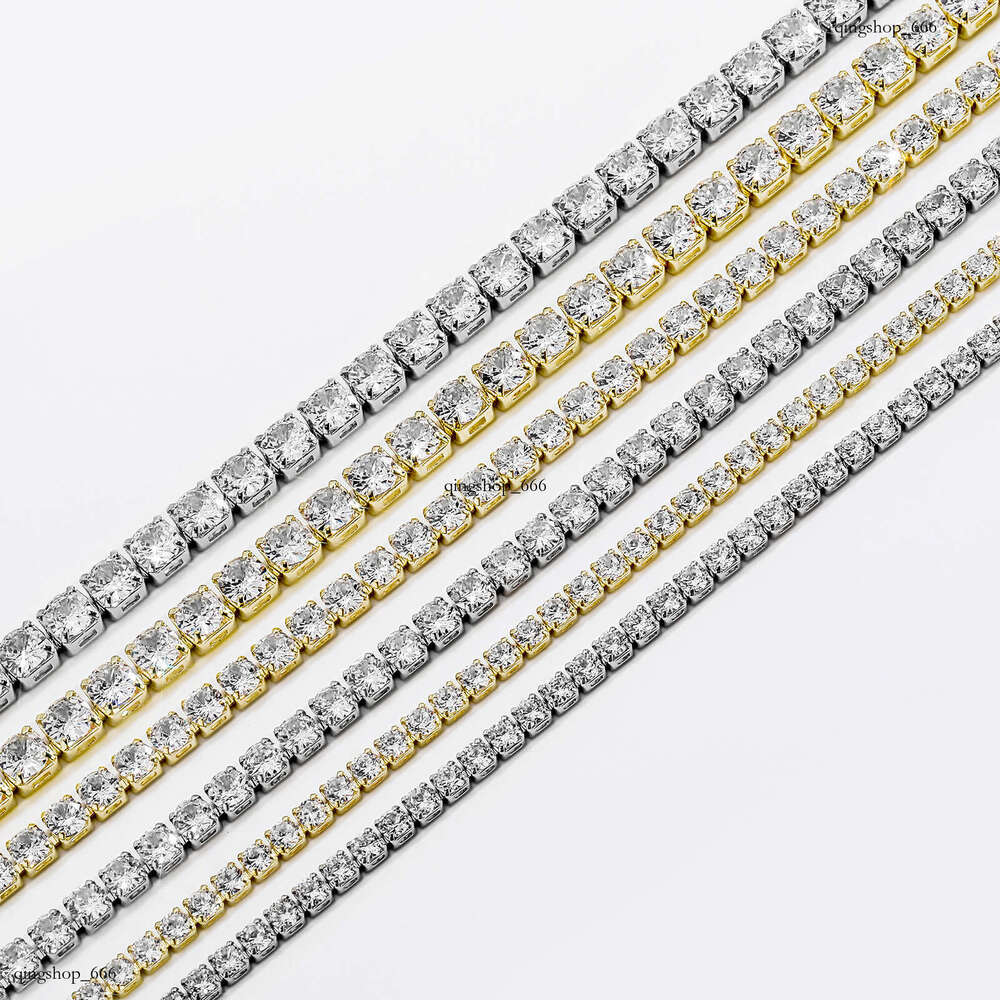 Hip Hop Rhinestone Moissanite chain Tennis Chain Sterling Silver Full Dia Fashion Necklace Street Super Shiny Ins Autumn