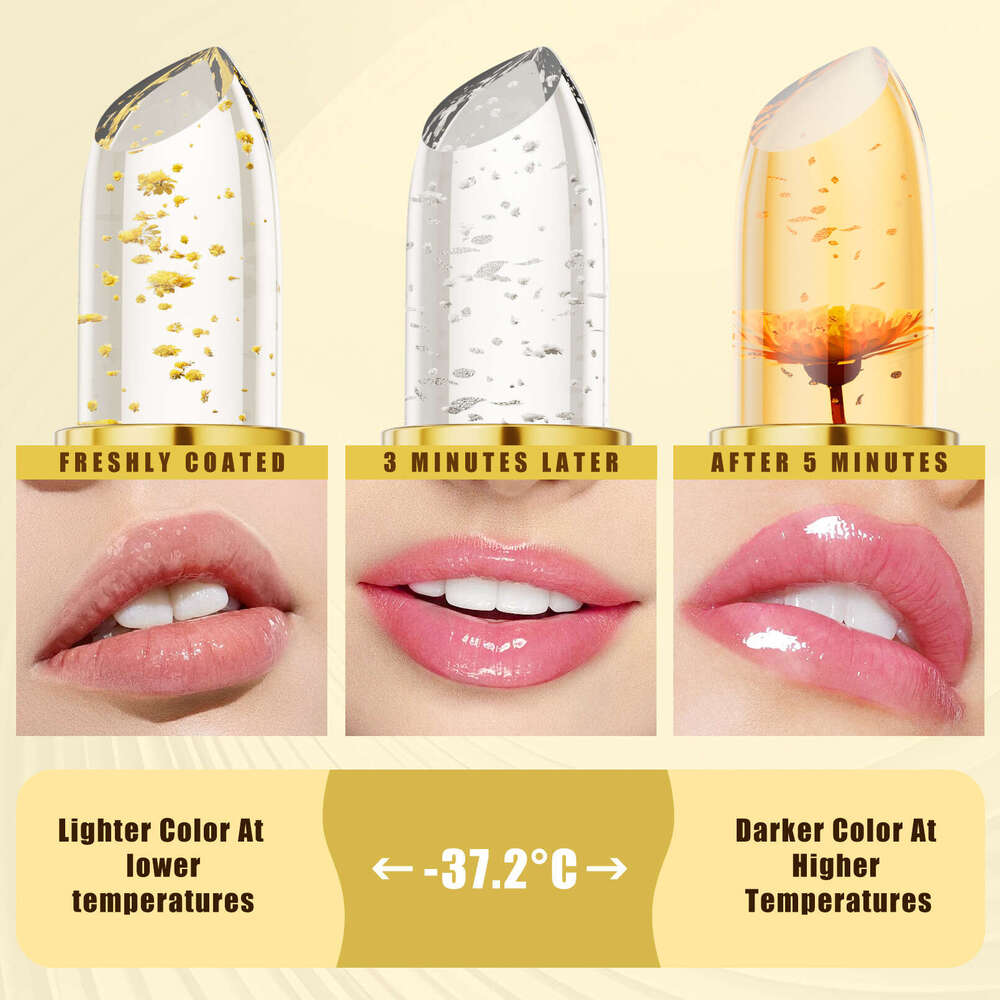 HelloKiss Moisturizing Care Gold Foil Color Lipstick Gentle Nourishing Fade Lines Temperature Changing Lip Balm Free shipping