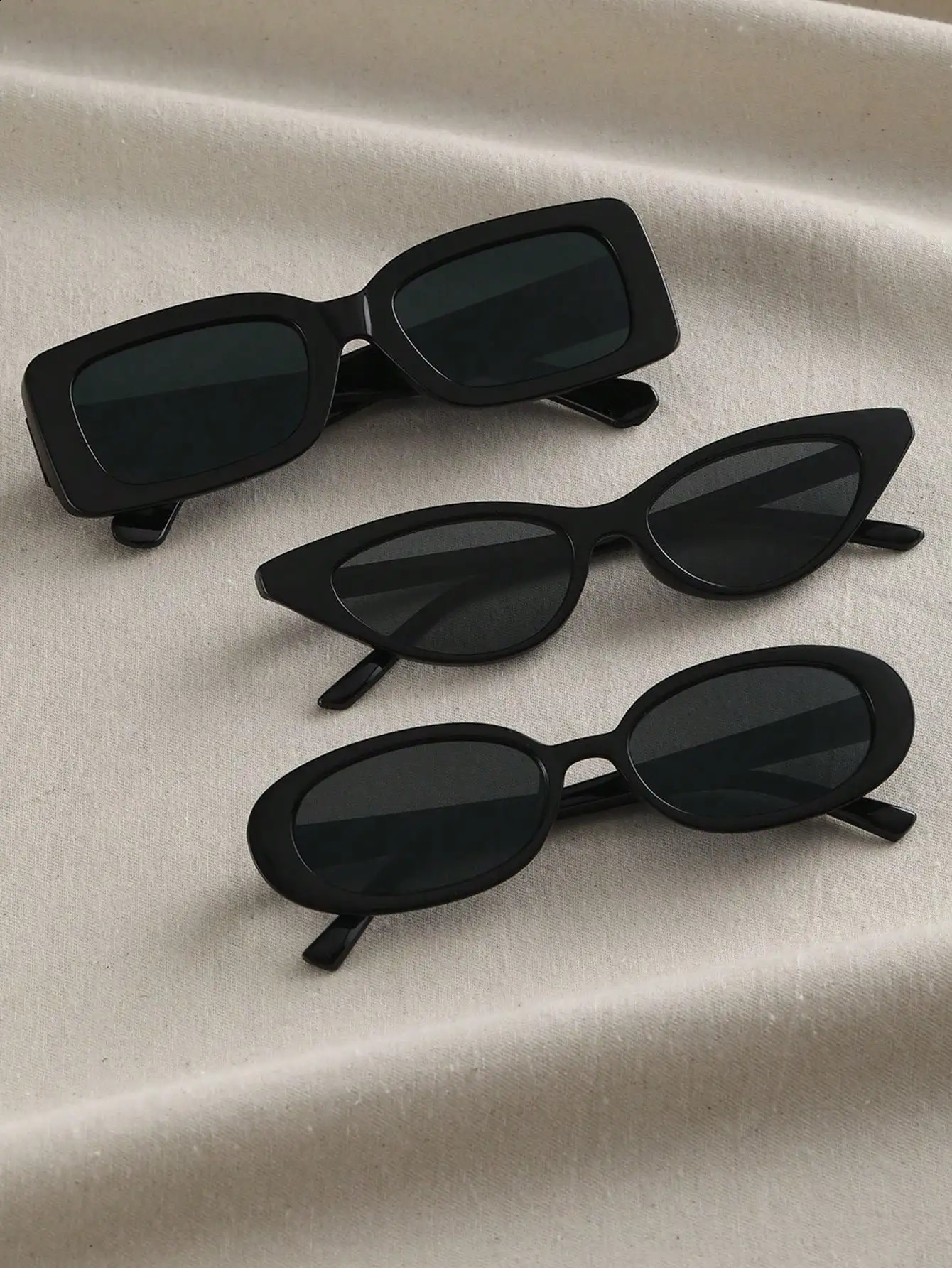 3PCS Unisex Cat Eye Round Square Plastic Frame Fashion Sunglasses For Outdoor Travel Hiking 250805