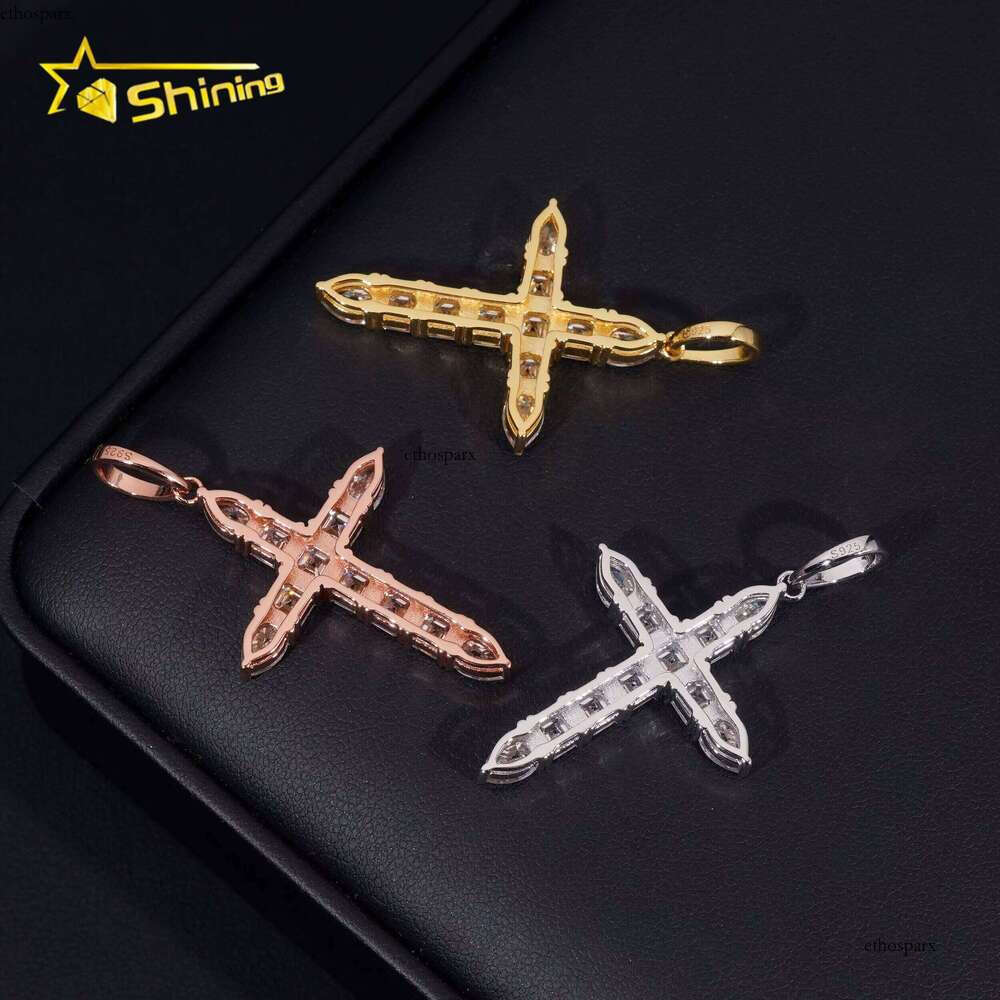 VVS Dia Iced Out Sier Hip HopJewelry Moissanite Custom Cross Pendant
