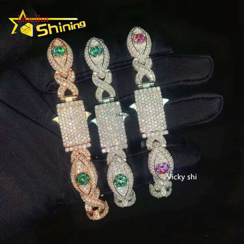 12mm Sier Colorful Eye Hip Hop Jewelry Men's Iced Out Infinite Silicon Stone Cuban Bracelet