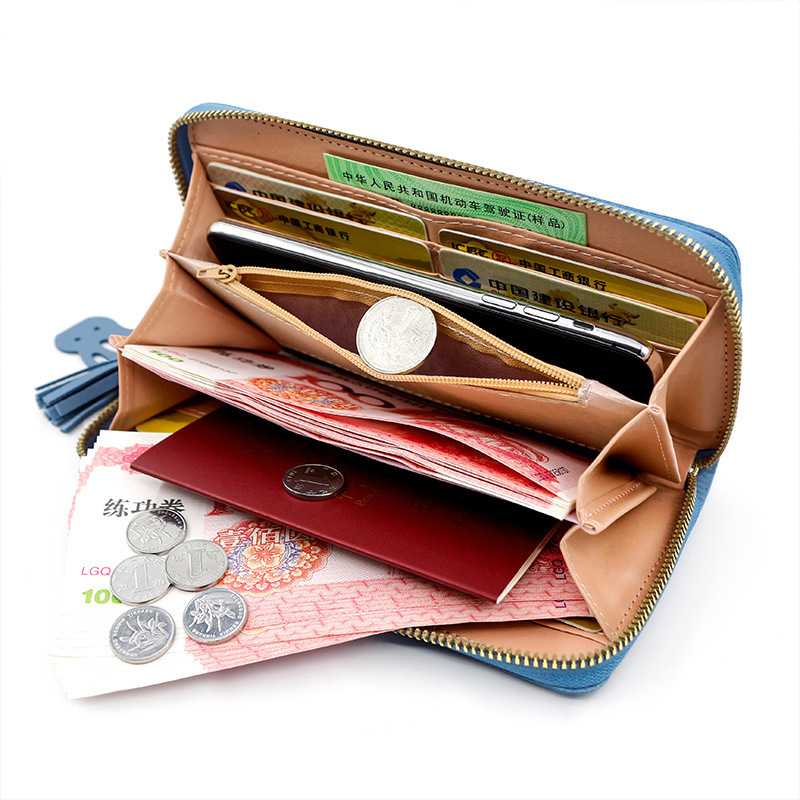 New Women's Wallet Long Zipper Bag Korean Style Girly PU Wallet Coin Luxury Bag Purse Zipper Bag Card Holder Wholesale