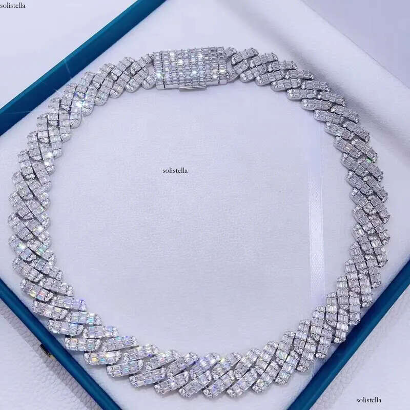 Drop Shipping Sterling Sier 20 mm Vvs Moissanite Hip Hop Cuban Chain Necklace