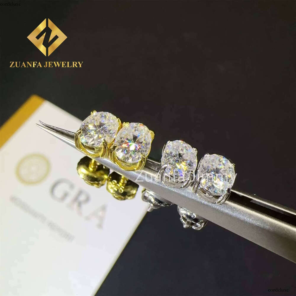 Pass Dia Tester GRA Certificates Screw Back Iced Out Man Oval Crushed Brilliant Cut VVS Moissanite Hip Hop Earring