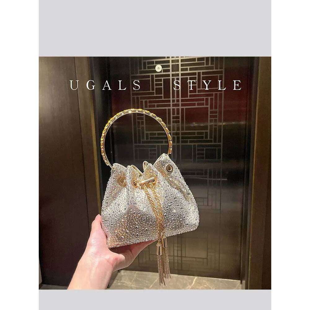 Rhinestone Evening Purses And Handbag Designer Shoulder Shiny Crystal Clutch Purse Bucket Bag