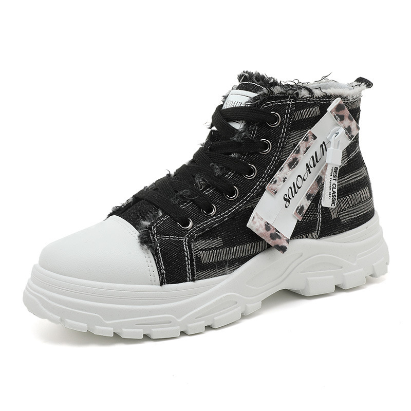 2025 new canvas high top women's shoes breathable thick sole height increasing casual shoes designer Martin sports boots