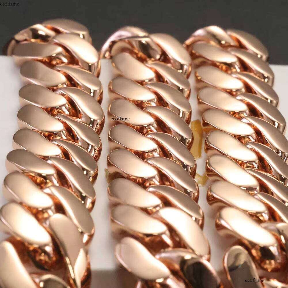 NUOYA 22mm Cuban Link Men Women Hip Hop Jewelry Rose Gold Plated Brass Bracelet Fine Chain Gift