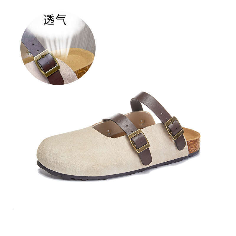 Genuine Leather Closed-Toe Slippers for Women 2025 Summer New Thick-Soled Height-Increasing Casual Shoes Fashion Versatile Outdoor Sandals