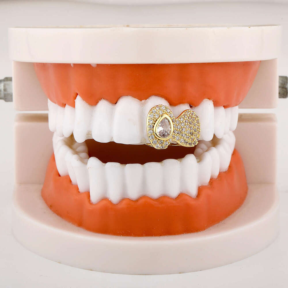 Full Dia Water Drop Large Zircon Trendy Jewelry Grillz Hip Hop Teeth Set Christmas Accessories
