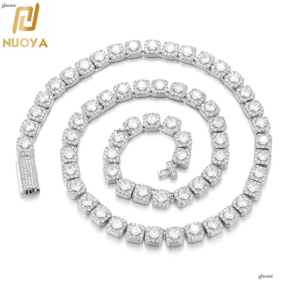 Hip Hop 7mm Flip Clasp Moissanite chain Rock Candy Chain Men's Necklace Jewelry High-end Niche