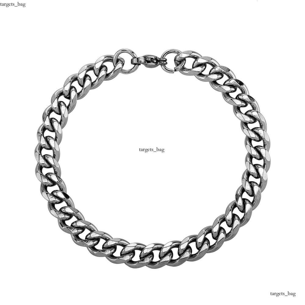 Non-Fading Sterling Silver Cuban Chain Hip-Hop Necklace Bracelet Unisex Trendy Versatile Accessory