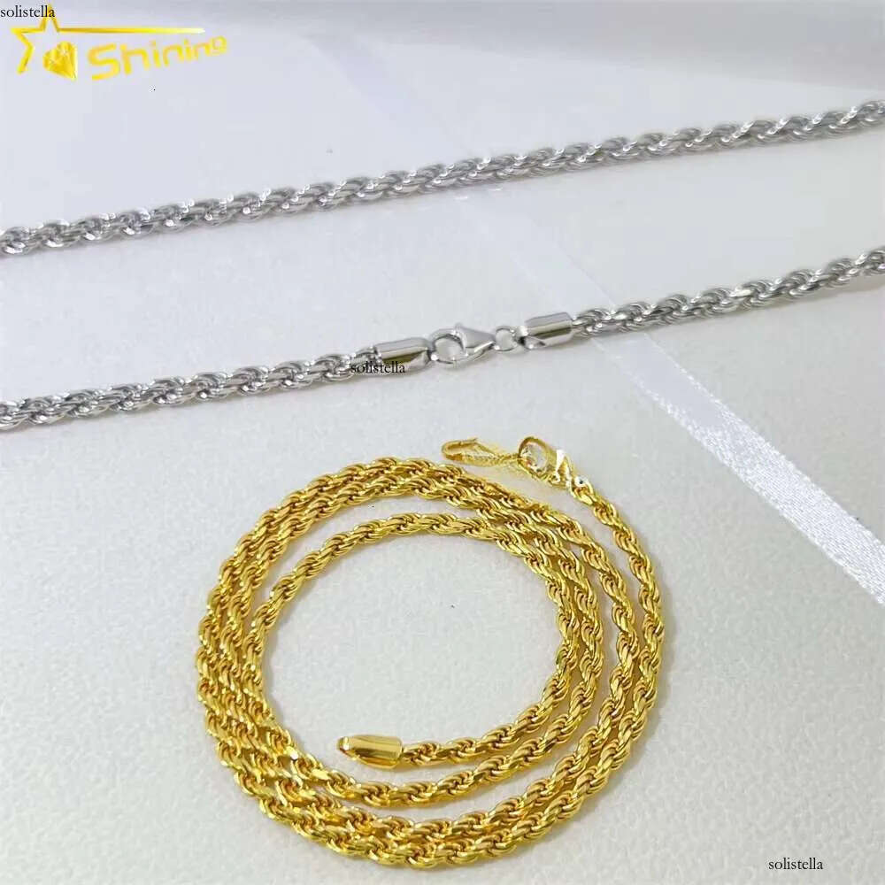 Wholesale Price Solid Jewelry 1.2mm 1.3mm 2mm 3mm 4mm Gold Plated Necklace Sterling Sier Rope Chain