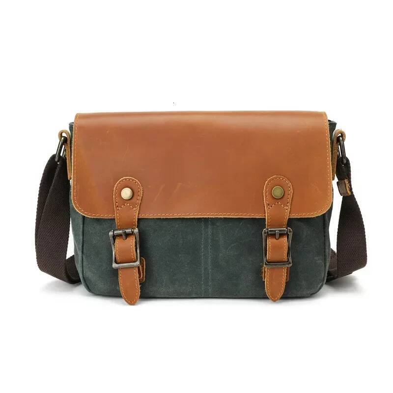High Quality Waterproof Oil Waxed Canvas Retro Style Shoulder Travel for Men Casual Crossbody Camera Purse Bag