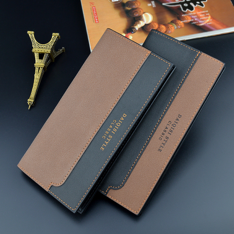 Men's Wallet Long Style Fashion Patchwork Color Luxury Bag Block Thin Soft Leather Wallet For Young Men Designer Bag With Multiple Card Slots Sui
