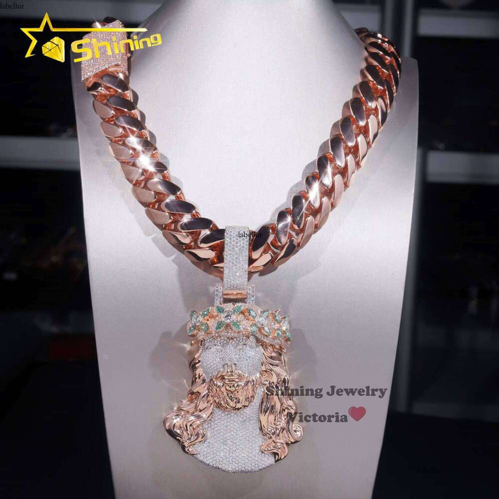 Iced Out Rapper Religious Jewelry Gold Plated Big 3D Sier Custom 5" VVS Moissanite Dia Jesus Pendant