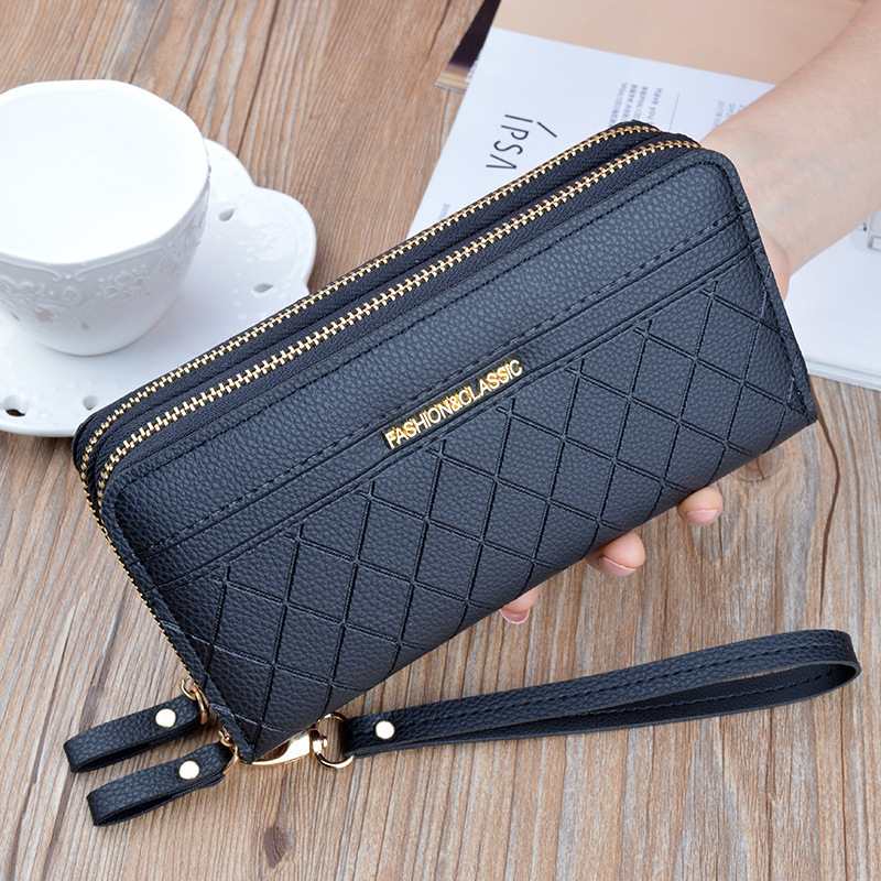Designer Bag New Women's Wallet Long Double Zipper Clutch Fashion Plaid Large Capacity Double Luxury Bag Layer Wallet Coin Phone Bag