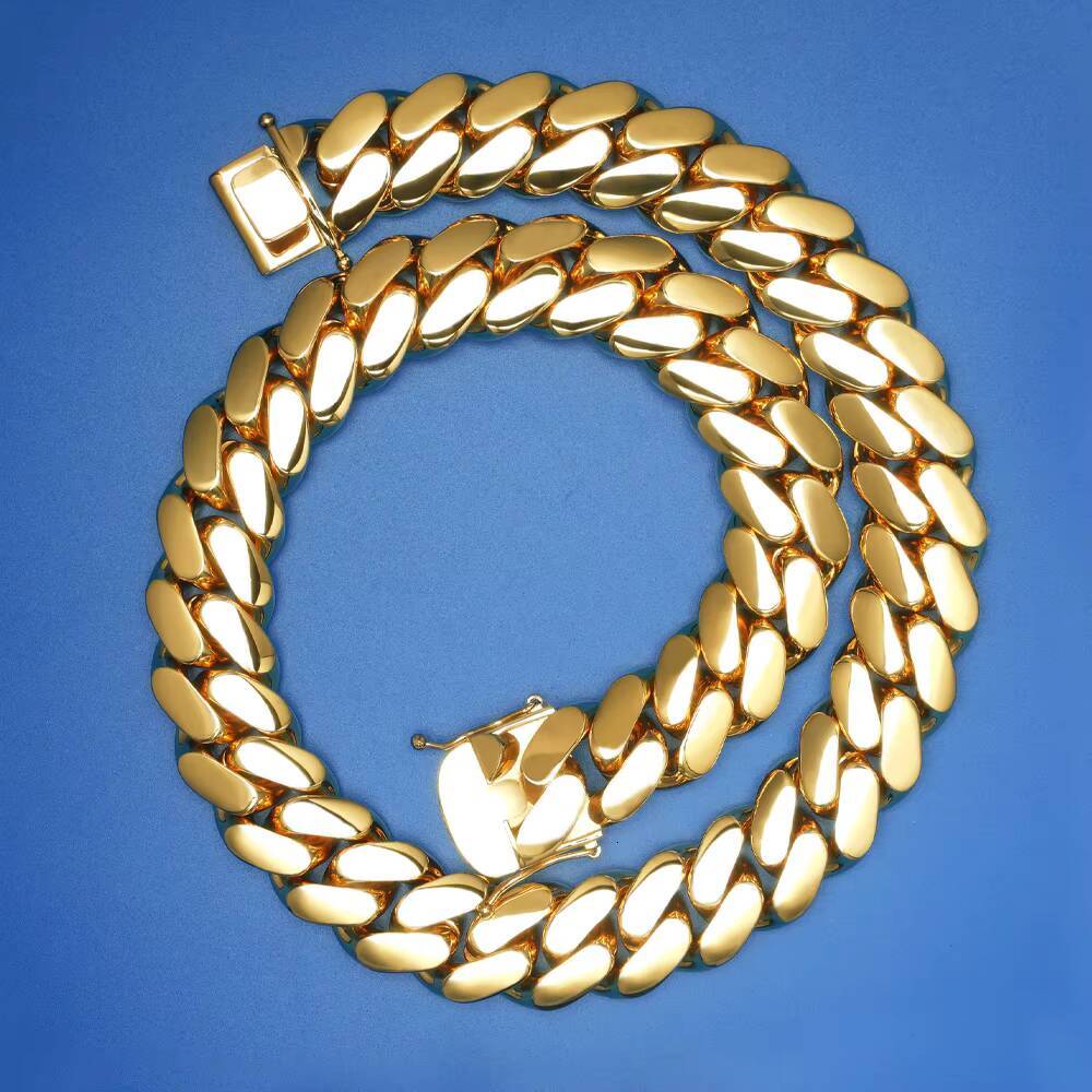 Wholesale Choker 18k Gold Chunky Custom Gold Link Chain 24k Gold Cuban Miami Chain 22mm Miami Cuban Necklace
