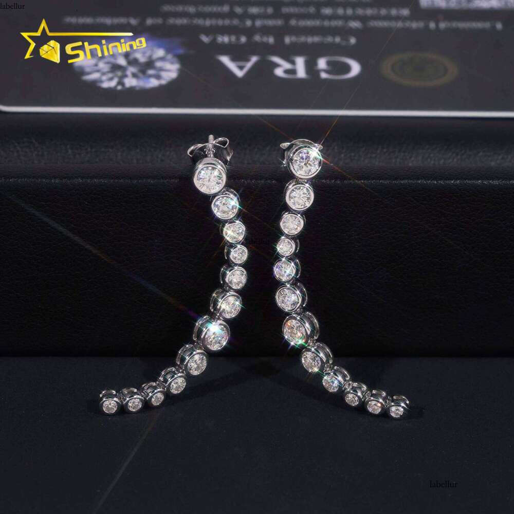 Fashion Jewelry Iced Out Bezel Design Sier Women Fine Custom VVS Moissanite Earrings Daily Wear