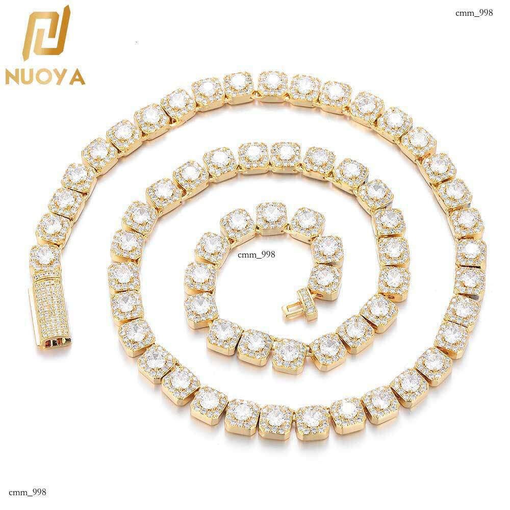 Hip Hop 7mm Flip Clasp Moissanite chain Rock Candy Chain Men's Necklace Jewelry High-end Niche