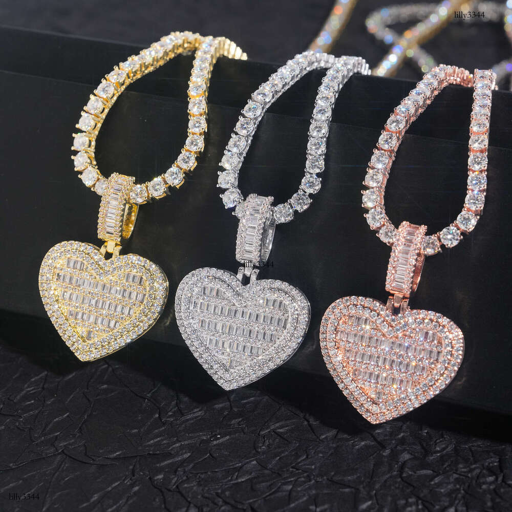 Trade Exclusive Heart-Shaped Sterling Silver Inlaid 5A Moissanite chain Pendant Jewelry Compatible with 6.5mm Necklace