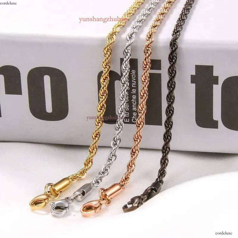 designer jewelry women High Quality Gold Plated rope chain Stainless Steel Necklace gift rose gold necklace 2-5mm chains for men