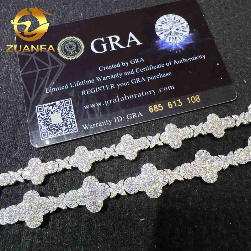 RTS 10mm 13mm width sier vvs moissanite dia hip hop iced out jewelry cross tennis chain bracelet