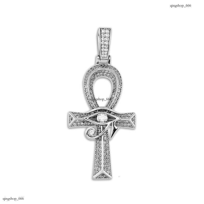 Hip Hop Eye of Horus Ankh Cross Pendant Sterling Silver Moissanite chain Versatile Jewelry Necklace