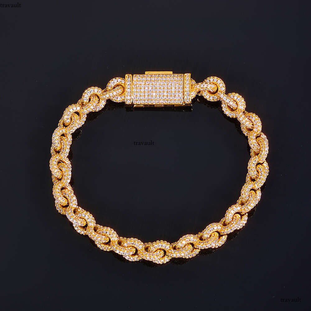 8mm 0-shaped Chain Full Dia Jewelry Fashion Trend Men's Zircon Bracelet Personality Versatile Accessory