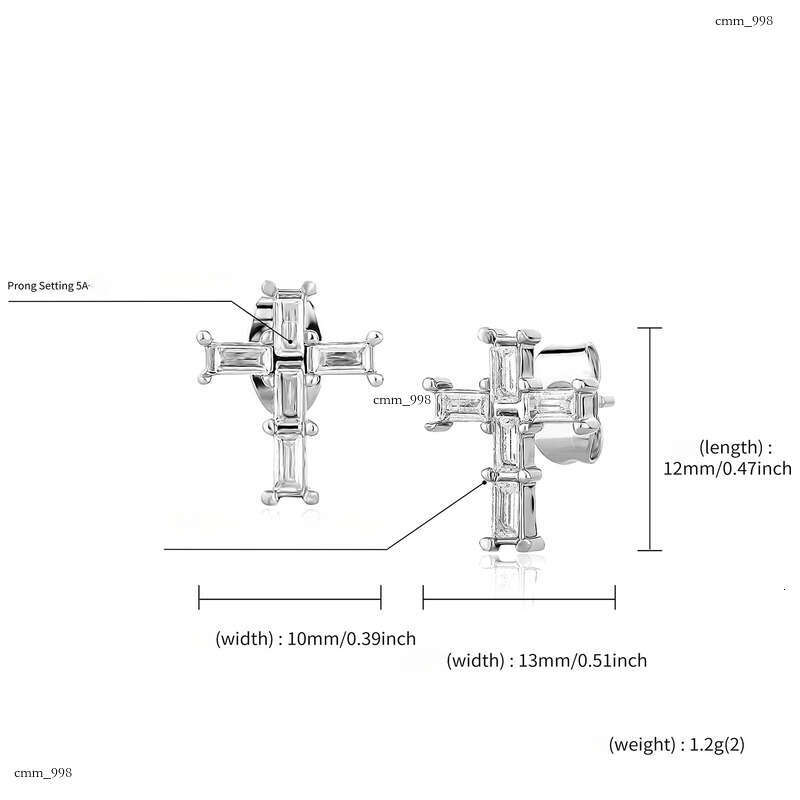 Exquisite INS Style Live Broadcast Sier Needle Heart Niche Design Cross Earrings Jewelry