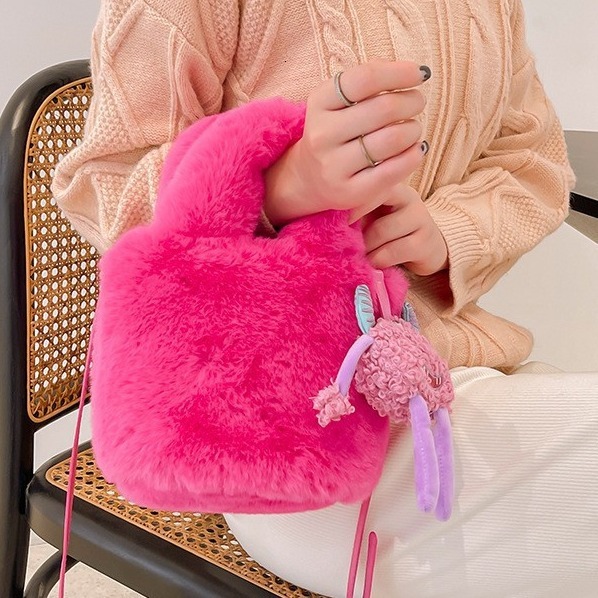 for Women Autumn Winter New Furry Plush Monster Bucket Crossbody Bag ddmymoon