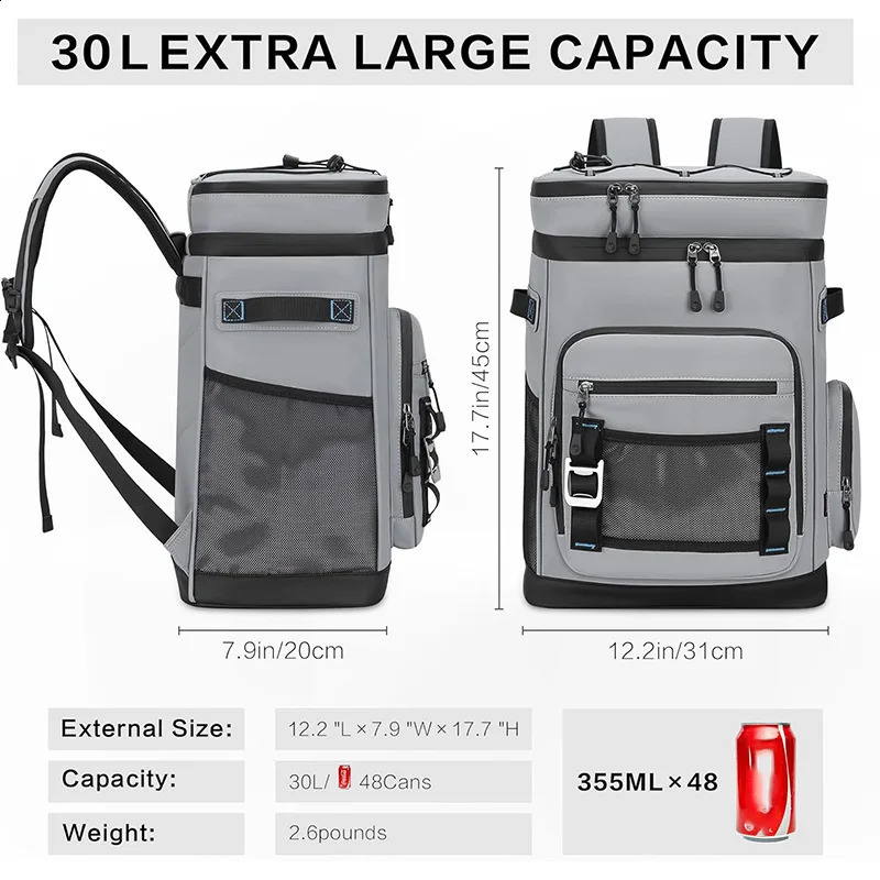 Refrigerated Bag Waterproof Insulated Cold Backpack Leakproof Backpack Camping Beach Fishing Picnic Travel Outdoor Backpack 250804