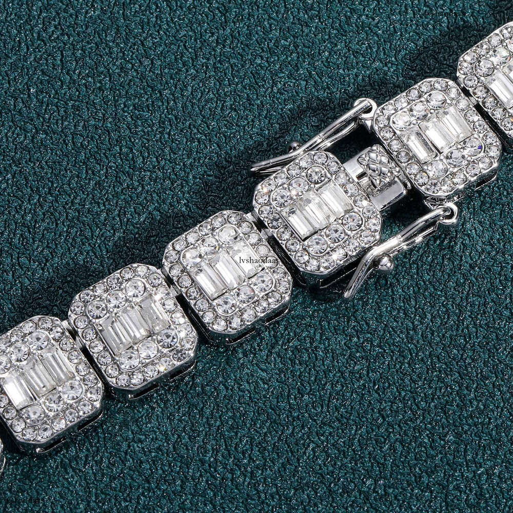 Hip Hop 13mm Square Round Cuban Chain Full Dia Men's Trendy Bracelet