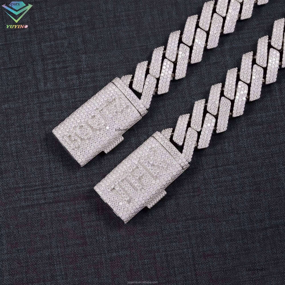 Fine Jewelry Heavy Link Necklace 3rows 15mm Sterling Sier VVS Moissanite Iced Out Dia Cuban Chain for Men