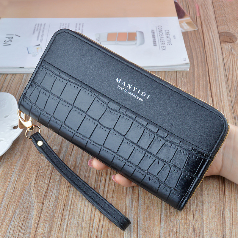 New Style Women's Long Zipper Wallet Fashion Retro Large Capacity Phone Bag Crocodile Luxury Bag Pattern Designer Bag Soft Leather Wallet