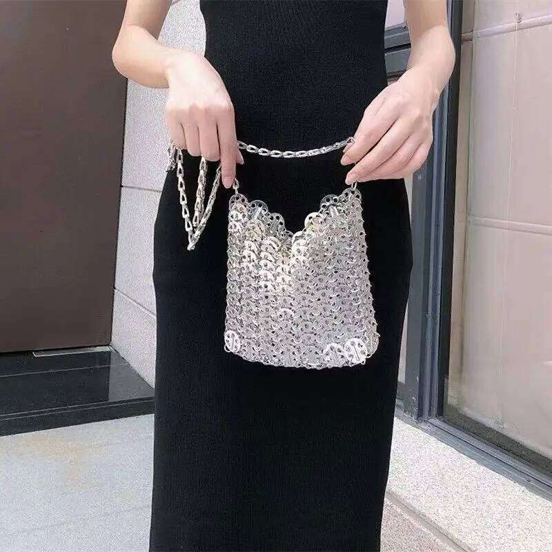 Designer Tote Aesthetic Bags Handbag Metal Hollow Women's Wedding Party Clutch Shoulder Female Evening Bag